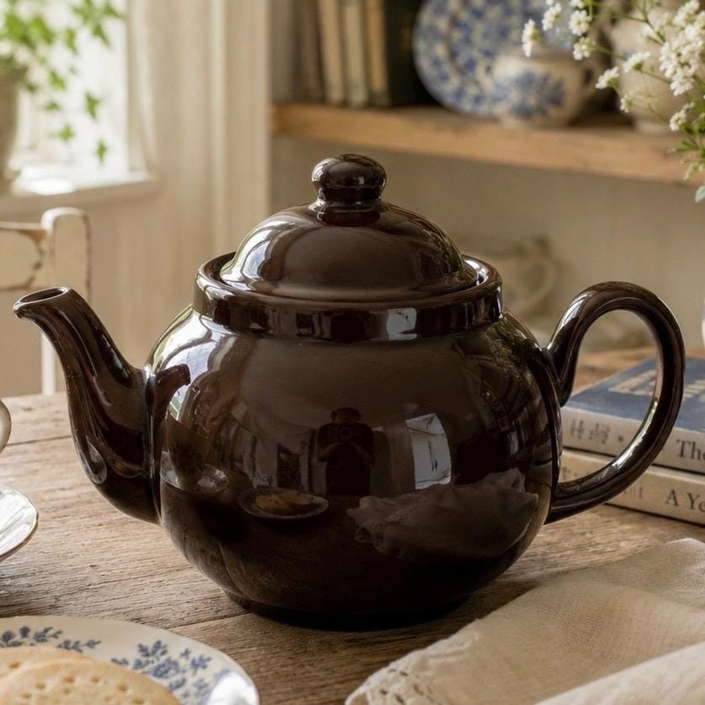 Ceramic Teapot English Cottage 1950s Brown Betty Made in England Tea Lover Gift
